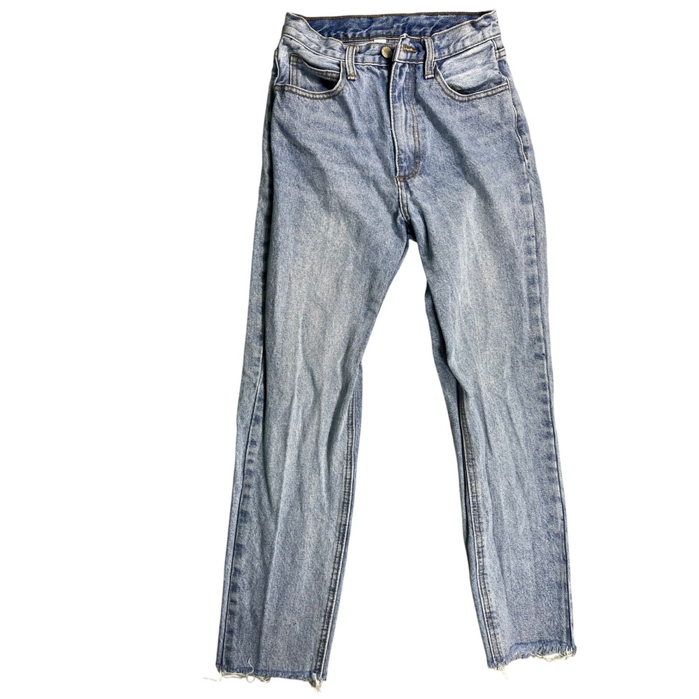 J Galt Brandy Melville Light Wash High Rise Straight‎ Leg Raw Hem Size Small